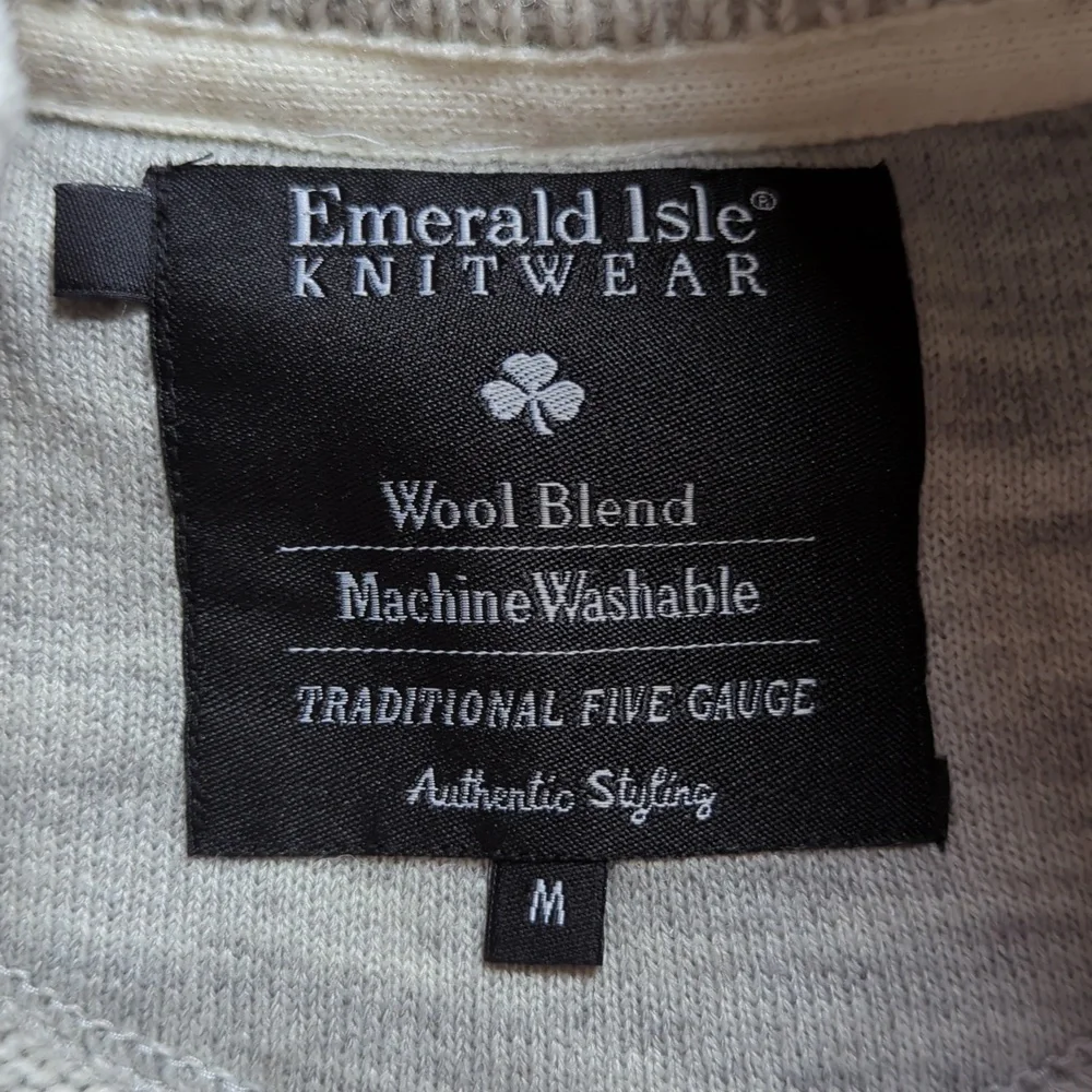 Emerald Isle Knitwear Gray Wool Blend Burren Jumper Sweater